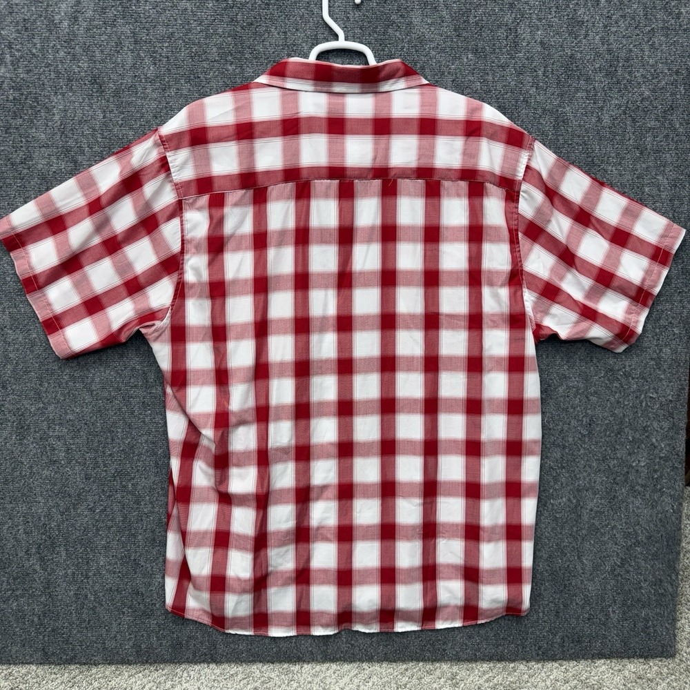 Dixxon Gingham button up short sleeve shirt Red mens size 4XL bamboo blend - Picture 8 of 8